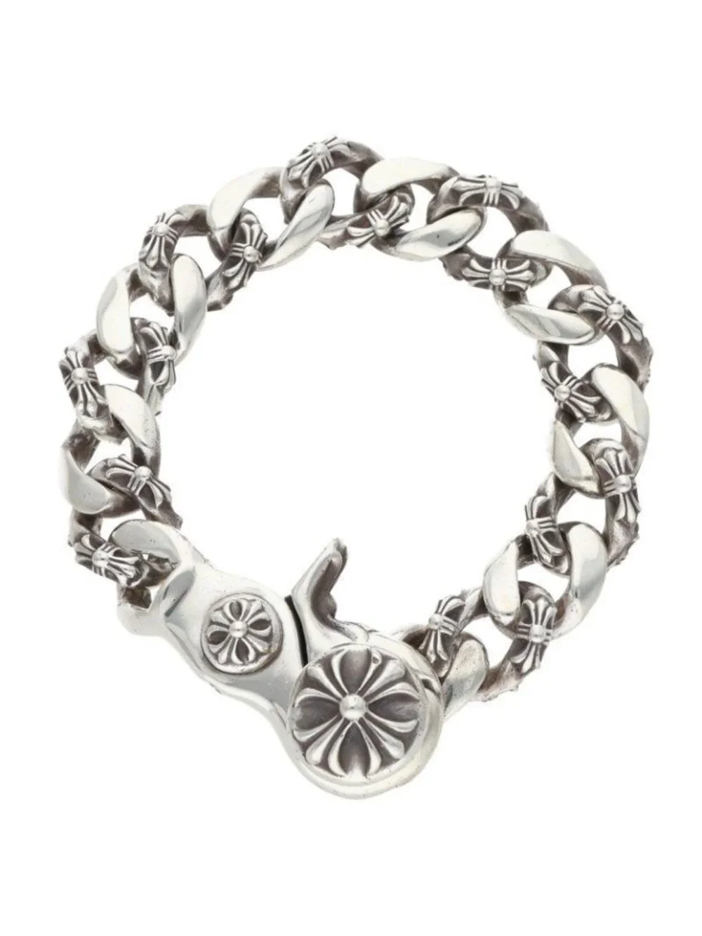 Chrome Hearts Fancy Link Clip Silver Bracelet
